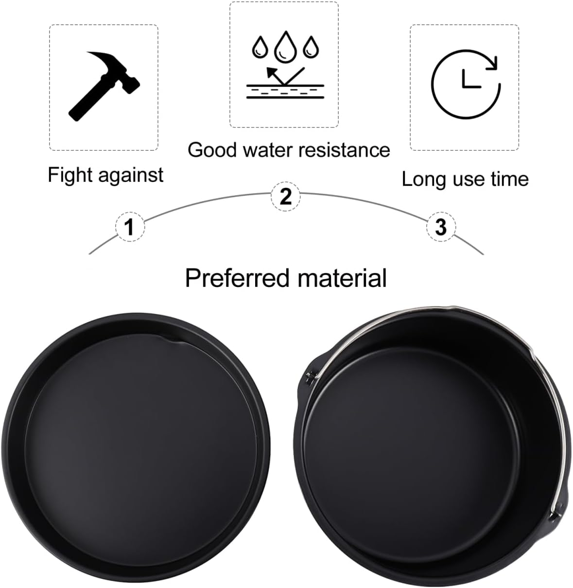 SOLUSTRE Set of Baking Molds Cake Pizza Pan Air Fryer Accessories Nonstick Coating round Shape for Baking image number 5