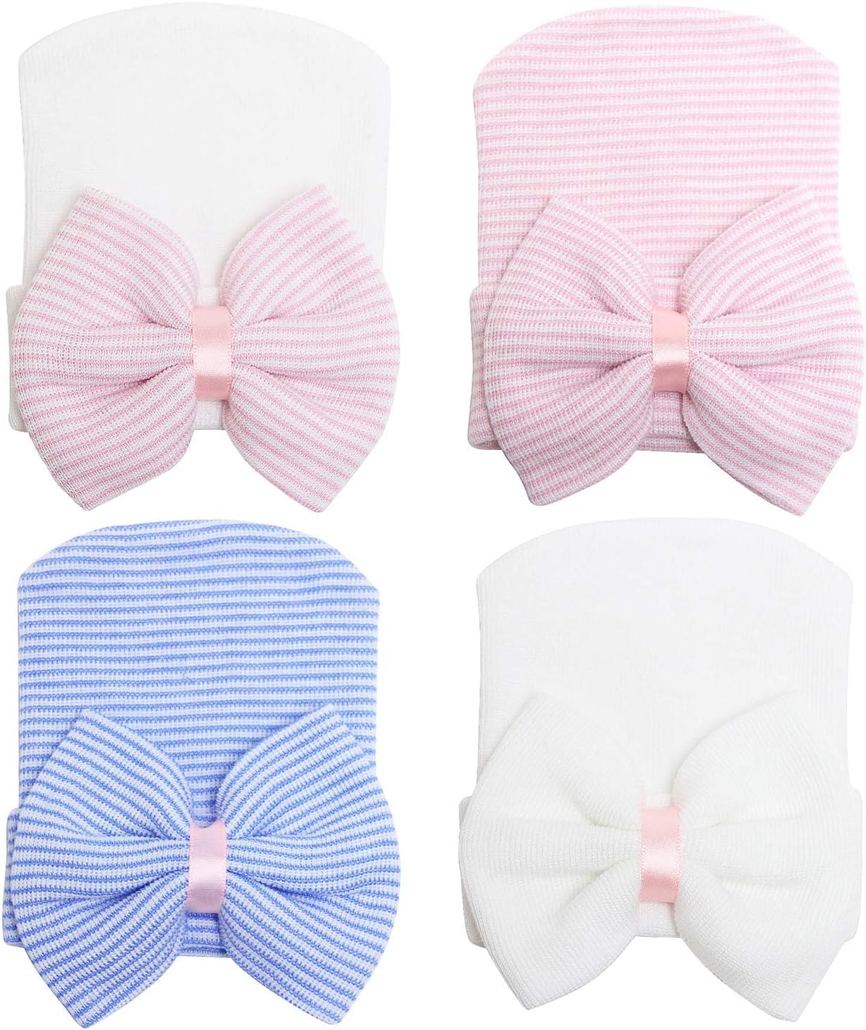 Sarfel Newborn Hats for Girls Hospital Hat Baby Girl Bows and Headbands Infant Beanie Nursery Caps