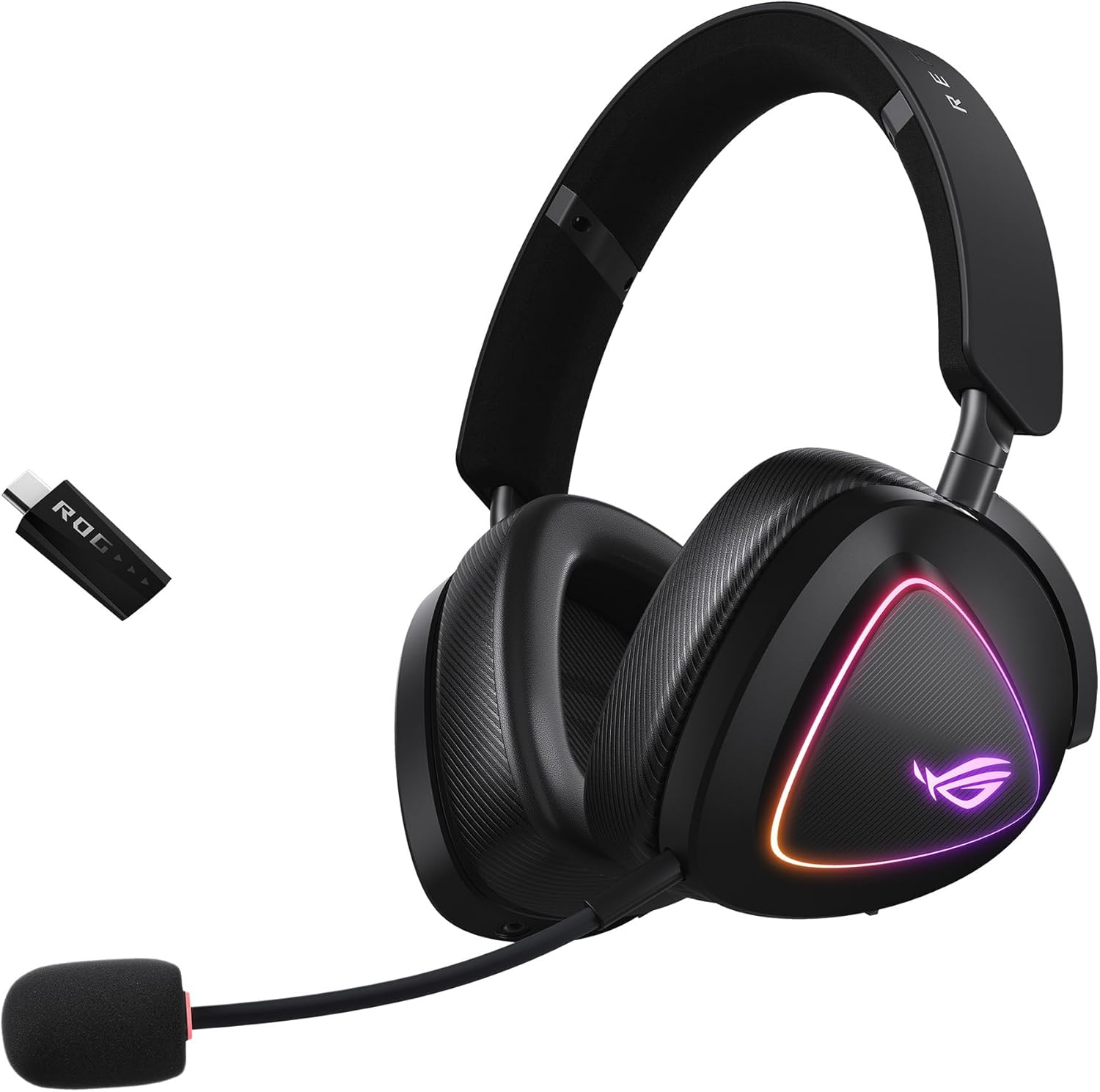 ASUS ROG Delta II Wireless Gaming Headset (50Mm Titanium Drivers, ROG Speednova, 10Mm Super-Wideband Mic, 153-HR Battery, Dualflow Audio, BT, 2.4Ghz, 3.5Mm, for PC, Switch, PS4, PS5, Xbox)- Black image number 3