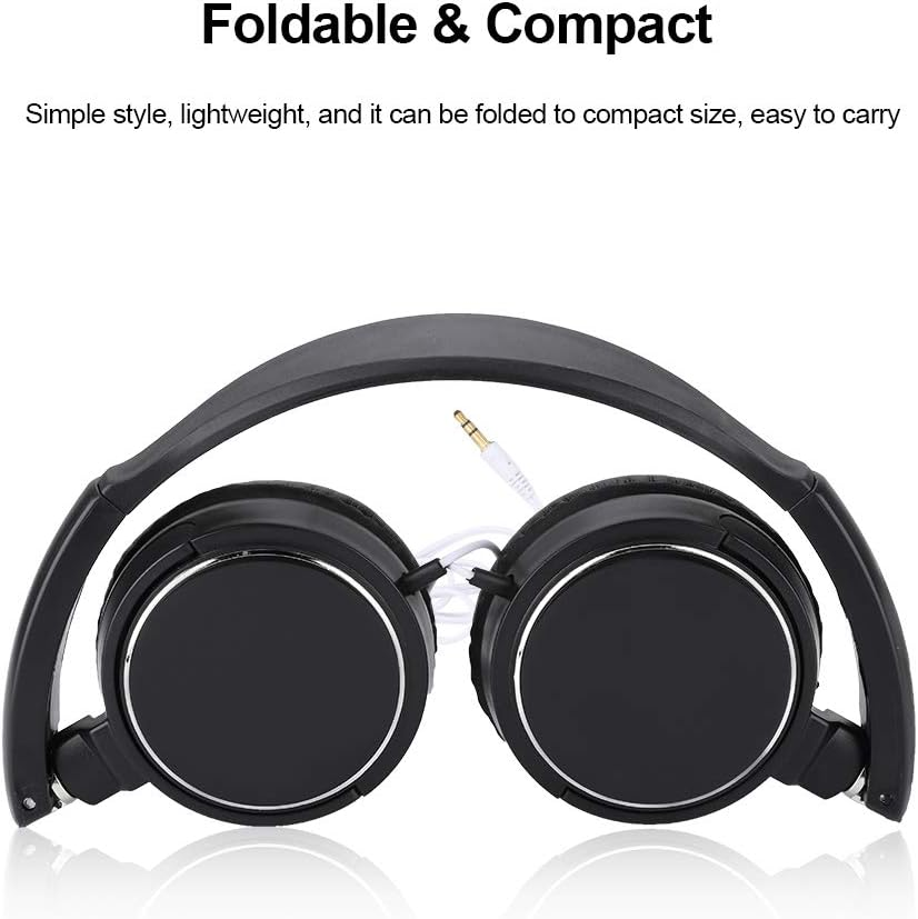 ASHATA over Ear Headphones with Microphone - Folding Hifi Stereo Headset with Mic, Wired Headphones with 3.5Mm Jack for Smartphone, Tablet,Mp3/Mp4, Laptop, Etc (Black) image number 2