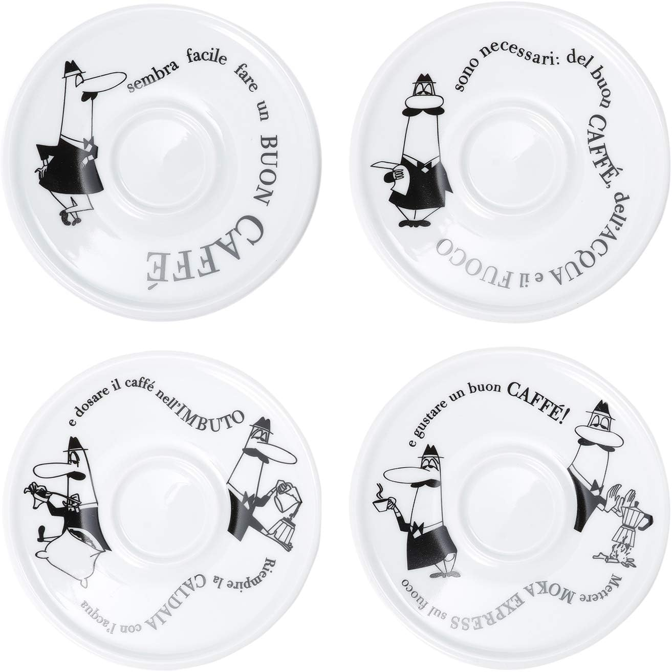 Bialetti Cup & Saucer Uncle Bialetti White Coffee Espresso Cup Set of 4 Y0TZ033 image number 3