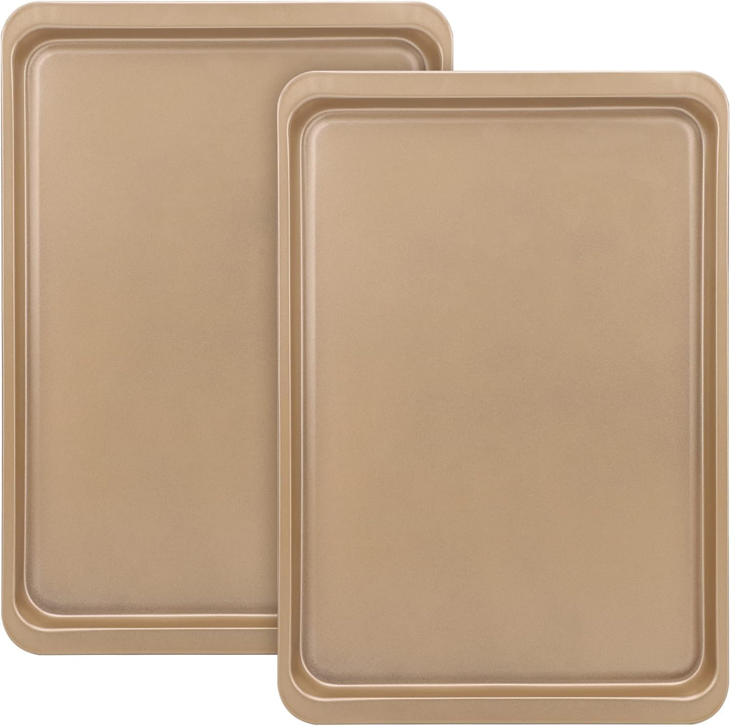 2-Piece Nonstick Bakeware Set, Premium Carbon Steel Oven Baking Sheets, Nonstick Cookie Trays 37X25.5Cm, Champagne Gold
