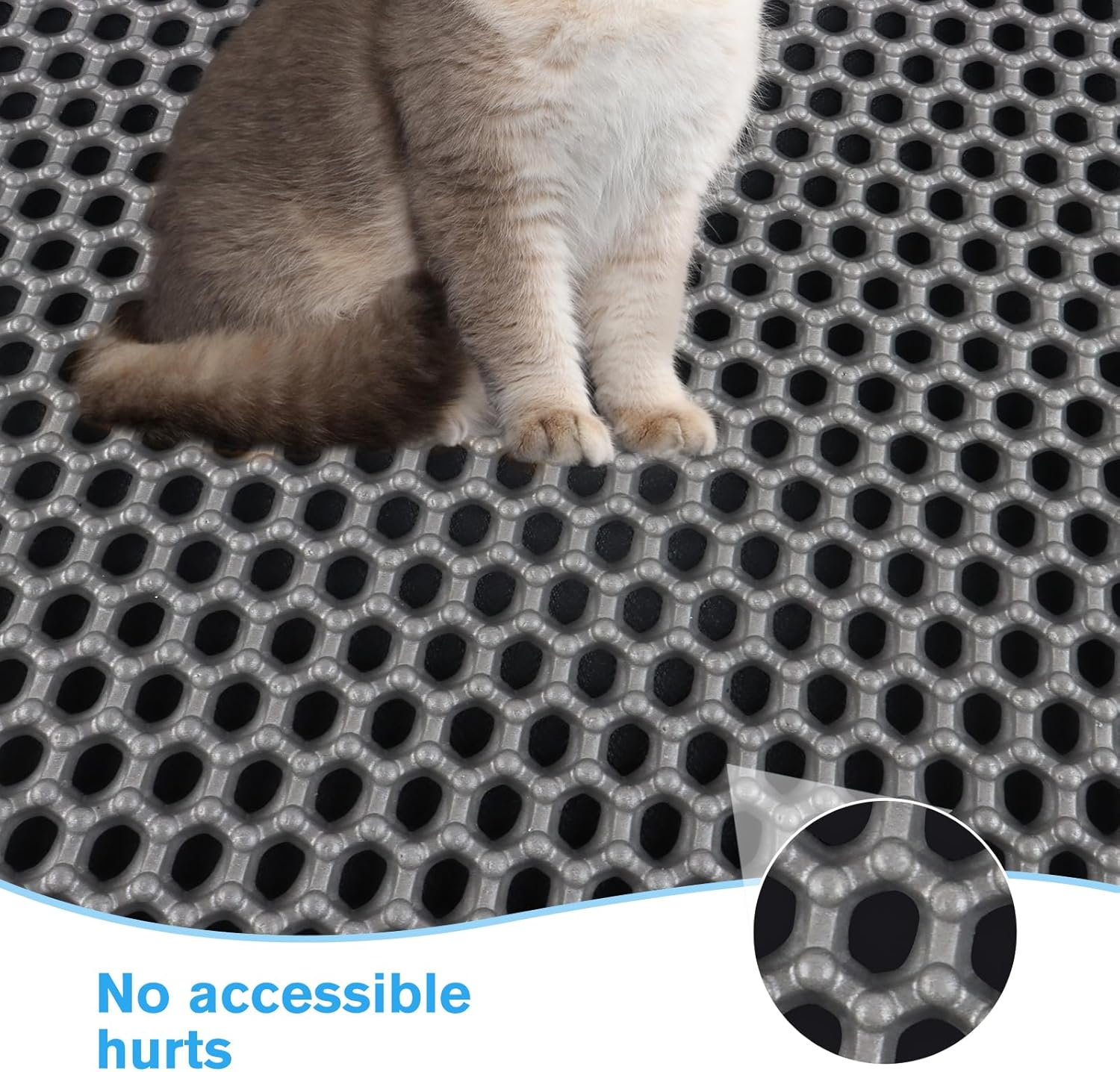 Cat Litter Tray Mat 60 X 40 Cm, Double Layer Waterproof Cat Litter Tray Honeycomb Mat Cat Litter Tray for Litter Control, Cat Litter Mat Grey, Cat Litter Mat for Toilet image number 1