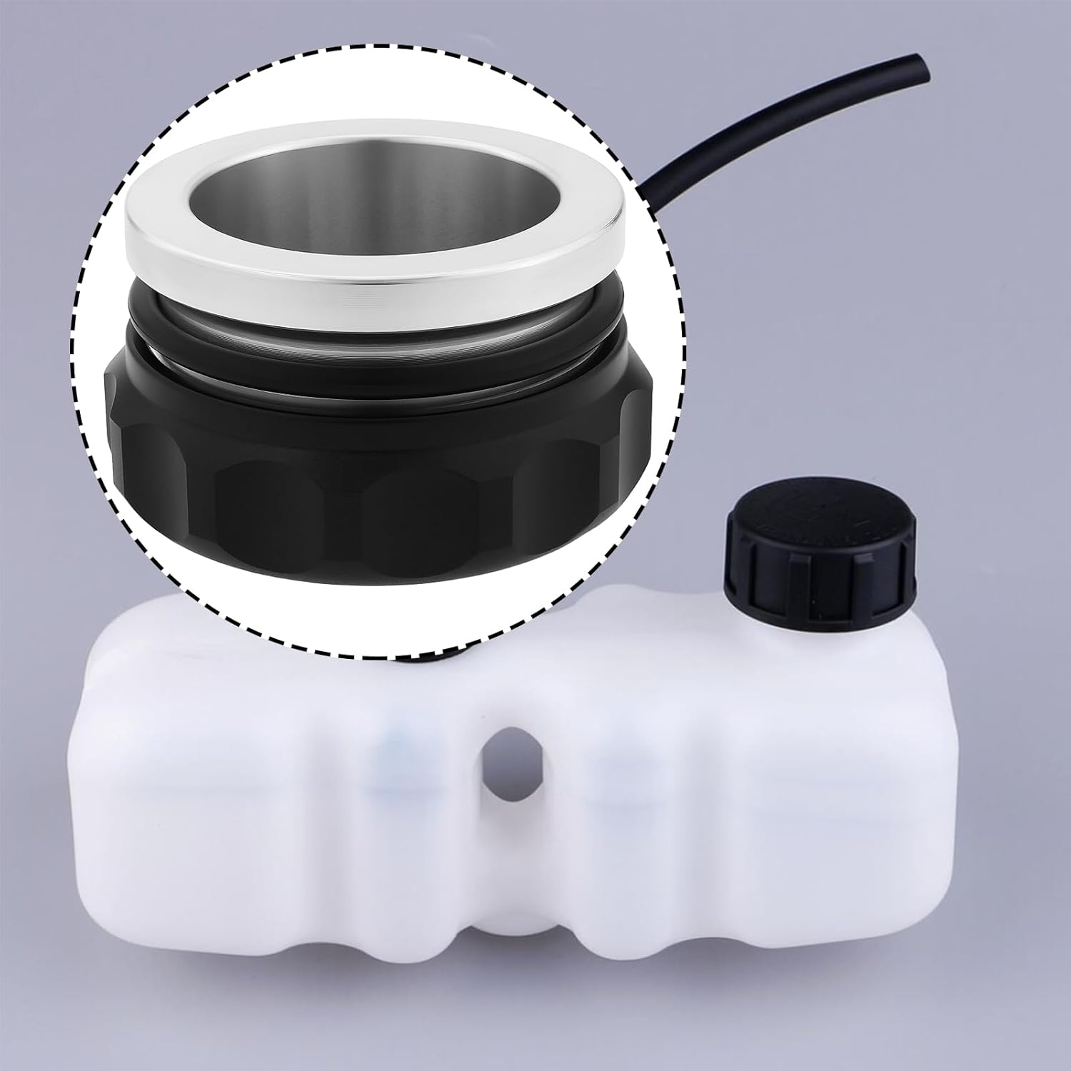 Ecsing Car 2 Inch Weld-On Filler Neck Oil Cap Aluminium Alloy Cap for Oil Tanks Fuel Tanks Water Tanks Dry Fuel Tanks, Black image number 2