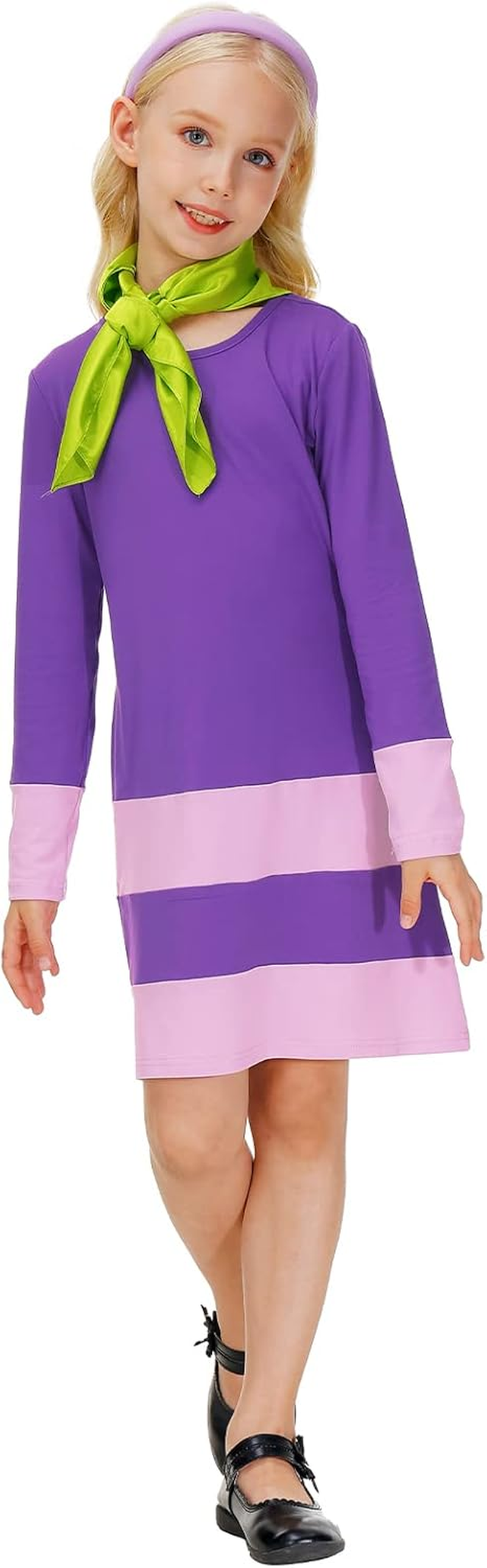 Remimi Girls Halloween Costume Party Outfit with Scarf and Headband 5-14 Years image number 1