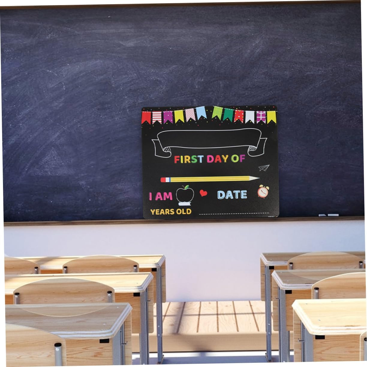 UTHCLO Kindergarten Chalkboard Sign Multi-Functional School Board for Children image number 1