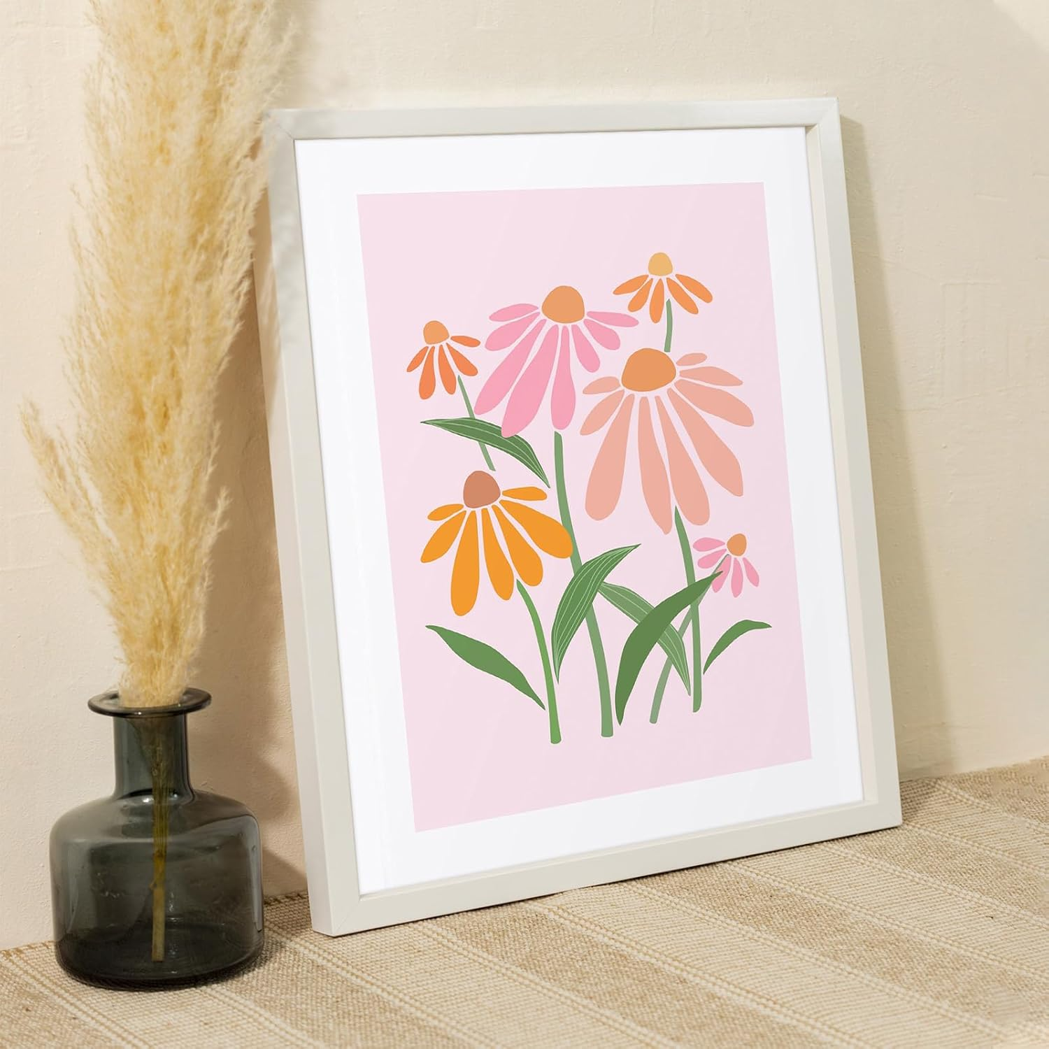 ZIENVE Pink Danish Pastel Poster Set &ndash; 6 Aesthetic Botanical & Flower Market Wall Art Prints for Girls&rsquo; Dorm & Bedroom Decor &ndash; Unframed 20X25Cm