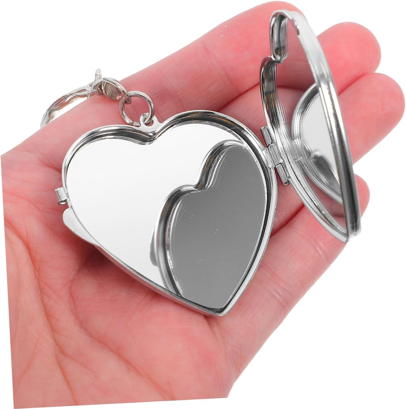 Ibasenice 2Pcs Mini Mirror Keychain Cosmetic Mirror Keychain Double-Sided Folding Makeup Keyring Pocket Vintage Portable Key Chain Accessories Compact Light image number 2