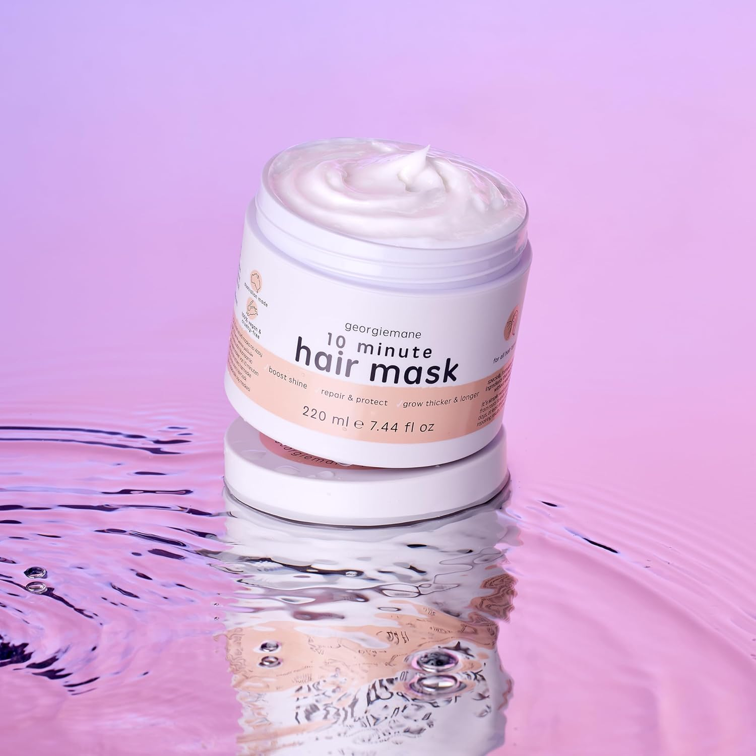 Georgiemane 10 Minute Hair Mask for Dry & Damaged Hair with Shea Butter, Avocado & Coconut Oil | Promotes Thicker Hair Growth | Adds Shine, Safe for Colored & Bleached Hair | for All Hair Types, 220Ml image number 2