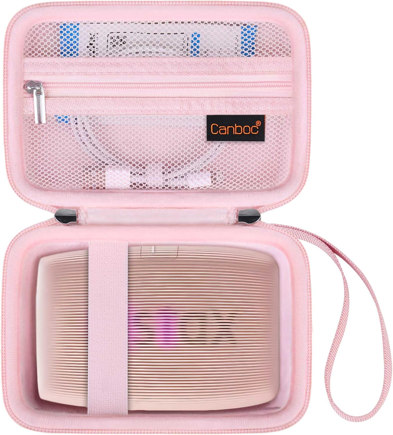 Canboc Hard Case for Fujifilm Instax Mini Link 3/ Fujifilm Instax Mini Link 2/ Instax Mini Link Smartphone Printer, Mesh Pocket Fit Instax Mini Instant Film and Cable, Soft Pink - Mint Green image number 3