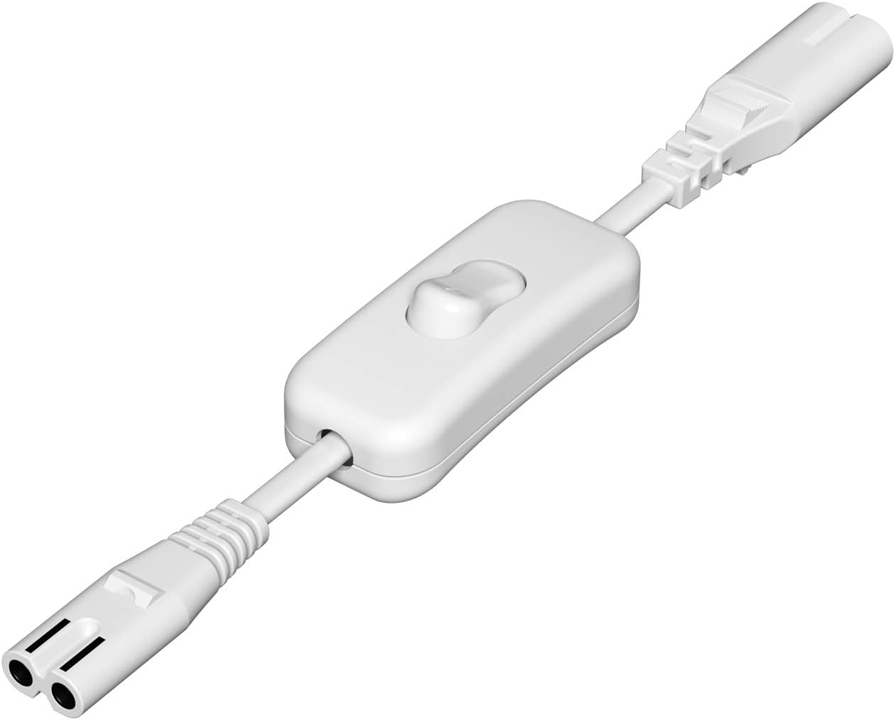 Ledscom.De Feed-Through Cable for Plug-In System Device Plug C7/C8, Switch, 0.2 M, White, Feed-Through Cable, Network Cable, Euro 8, Plug-In System, Switch, Toggle Switch, 0.2 M, 20 Cm, off Switch image number 1