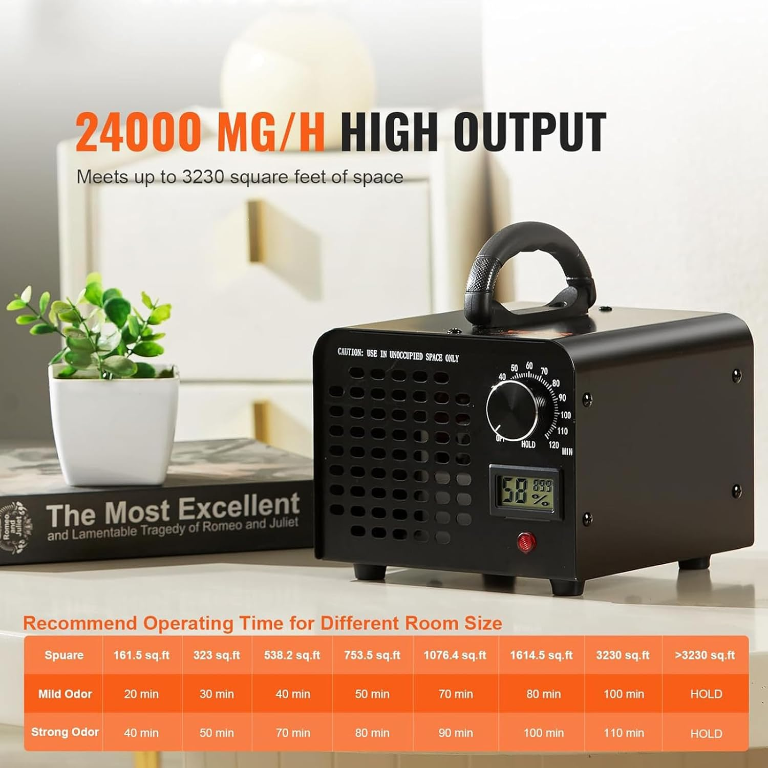 Ozone Generator 30000Mg/H, High-Capacity Ozone Machine Odor Removal, Home Ozone Generator with Display for Car, Pet, Smoke, Home, Etc image number 4