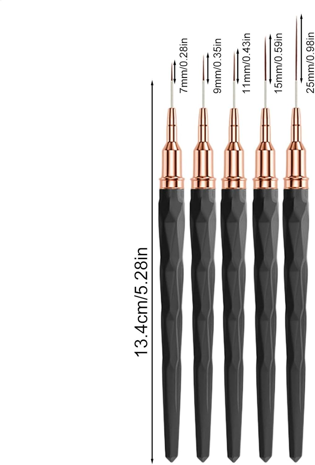 Hogvinnatil Liner Nail Art Brush 5 Pieces Nail Art Brushes for Nails Sizes 7/9/11/15/25Mm UV Gel Polish Painting Nail Design Tools for Long Lines, Thin Details, Fine image number 1