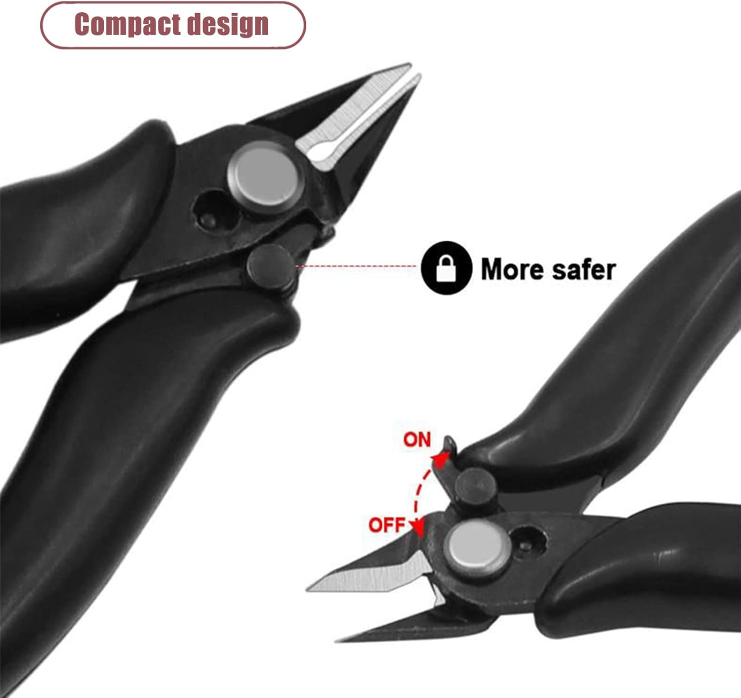 Maizoon 2 Pcs 8.9Cm/3.5Inch Flush Cutter, Micro Precision Wire Pliers with Anti-Slip Handle for Electronics Aluminum Jewelry Making 3D Printing Copper Cables Model image number 6