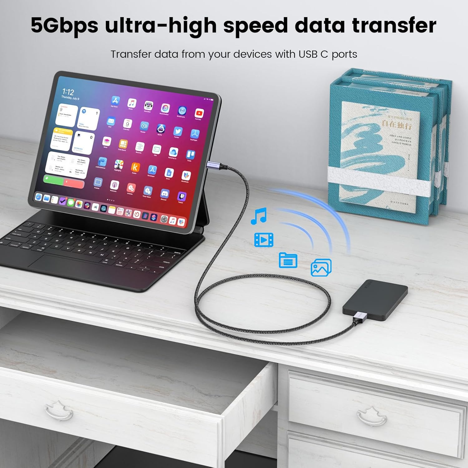 MOGOOD USB C Male to Micro B Cable(2M), Micro B to USB3.0 C Male Cable, USB C to Micro B Hard Drive Cable Compatible with Toshiba,Seagate,Wd External Hard Drive,Galaxy S8/S9/S10, Etc