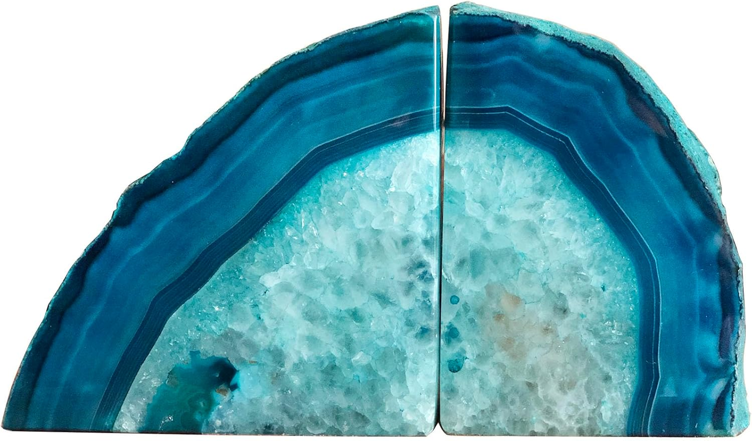 AMOYSTONE Brazilian Rock Bookends 1 Pair Pink Agate Geode Bookends 3-4 Lbs for Video Games Cds Unique Bookends Home Decorative