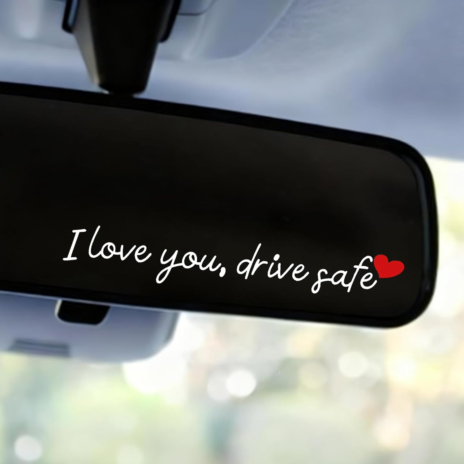 3Pcs I Love You Drive Safe Mirror Sticker, Car Rearview Mirror Decal Safe Driving Stickers Funny Auto Vinyl Window Decals for Men Women (Black)