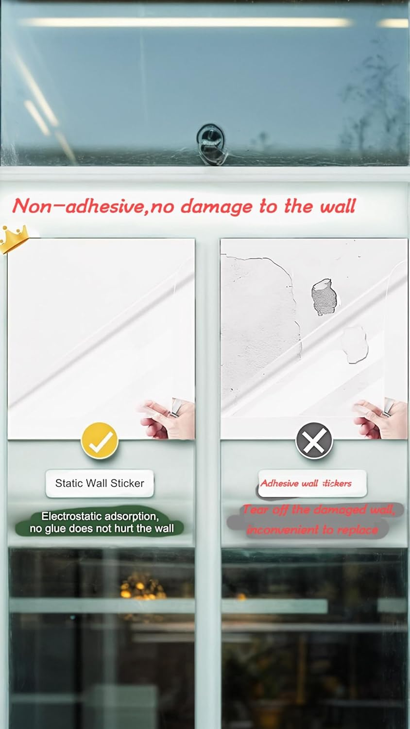 Honwor Transparent Removable Electrostatic Wall Protector Film - Self-Adhesive Protective Cover for Walls, Easy Peel & Stick Installation, No Residue, Scratch & Scuff Guard image number 1