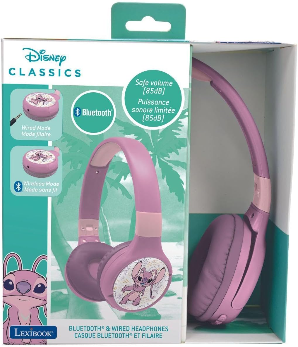 Lexibook, Disney Stitch Angel HPBT010D1LXB 2-In-1 Bluetooth and Wired Headphones with Microphone and Control Buttons, Foldable and Adjustable, Long Lasting Battery, Pink image number 6