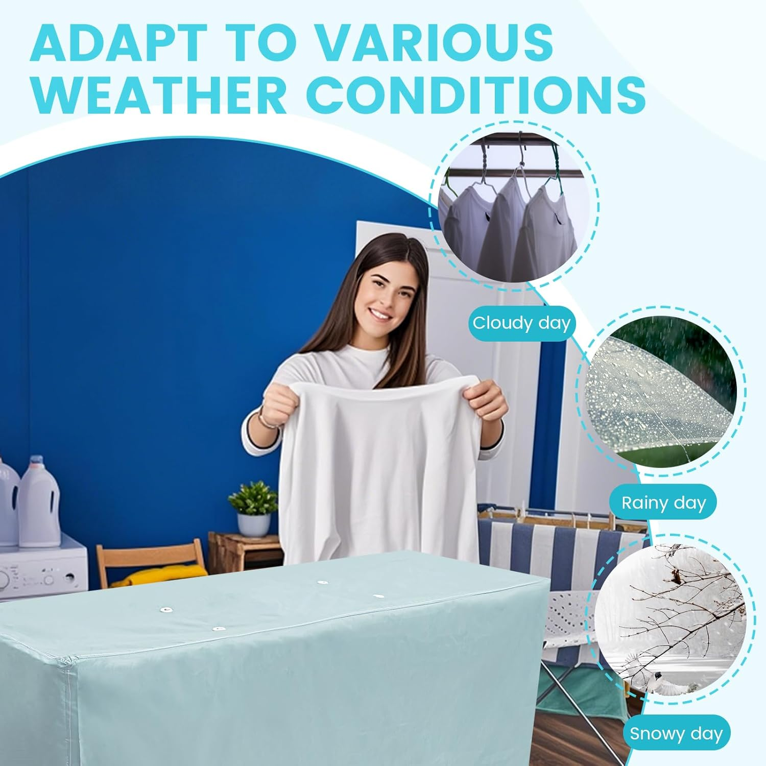 UKQRRTC Heated Clothes Airer Drying Cover, Dustproof Electric Heated Folding Clothes Dryer Airer Cover for Saving Drying Time and Energy Consumption (Grey) - Grey image number 5