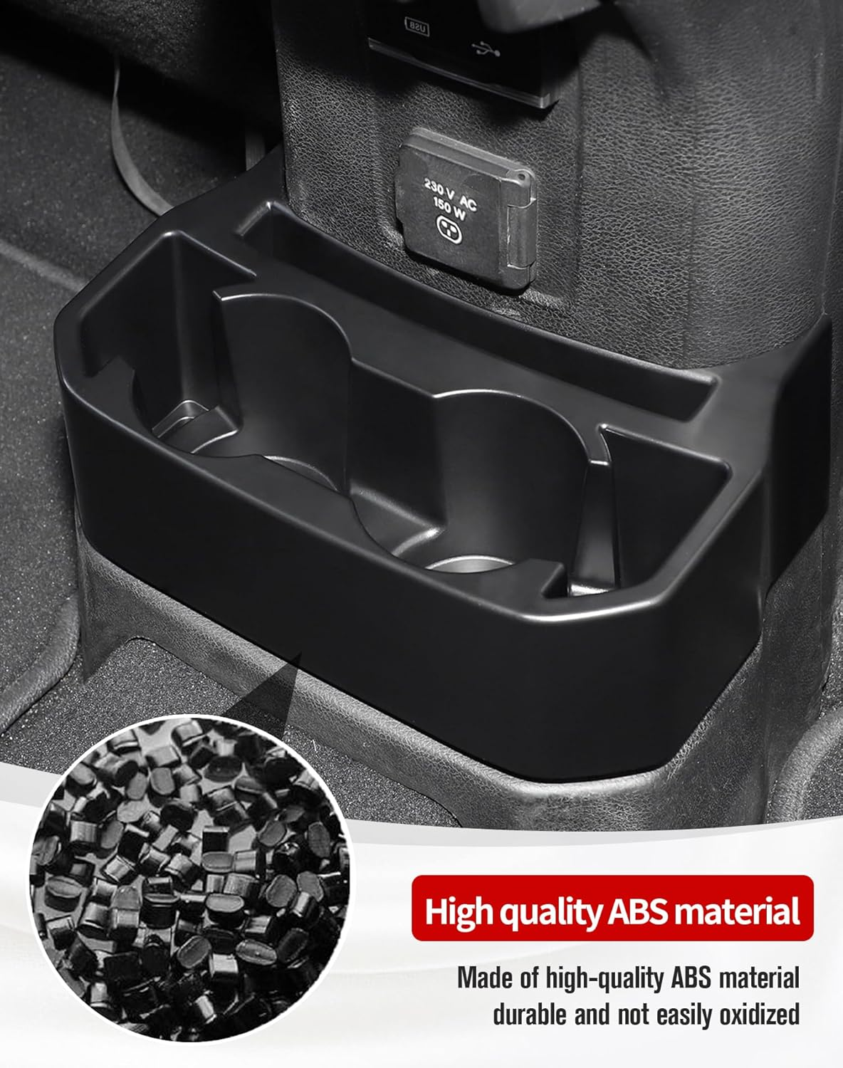 Jecar Backseat Cup Holder Floor Console Mounted Drink Holder Rear Storage Organizer Interior Accessories Compatible with Jeep Wrangler 2018-2023 JL JLU & JT Truck - Black B image number 6