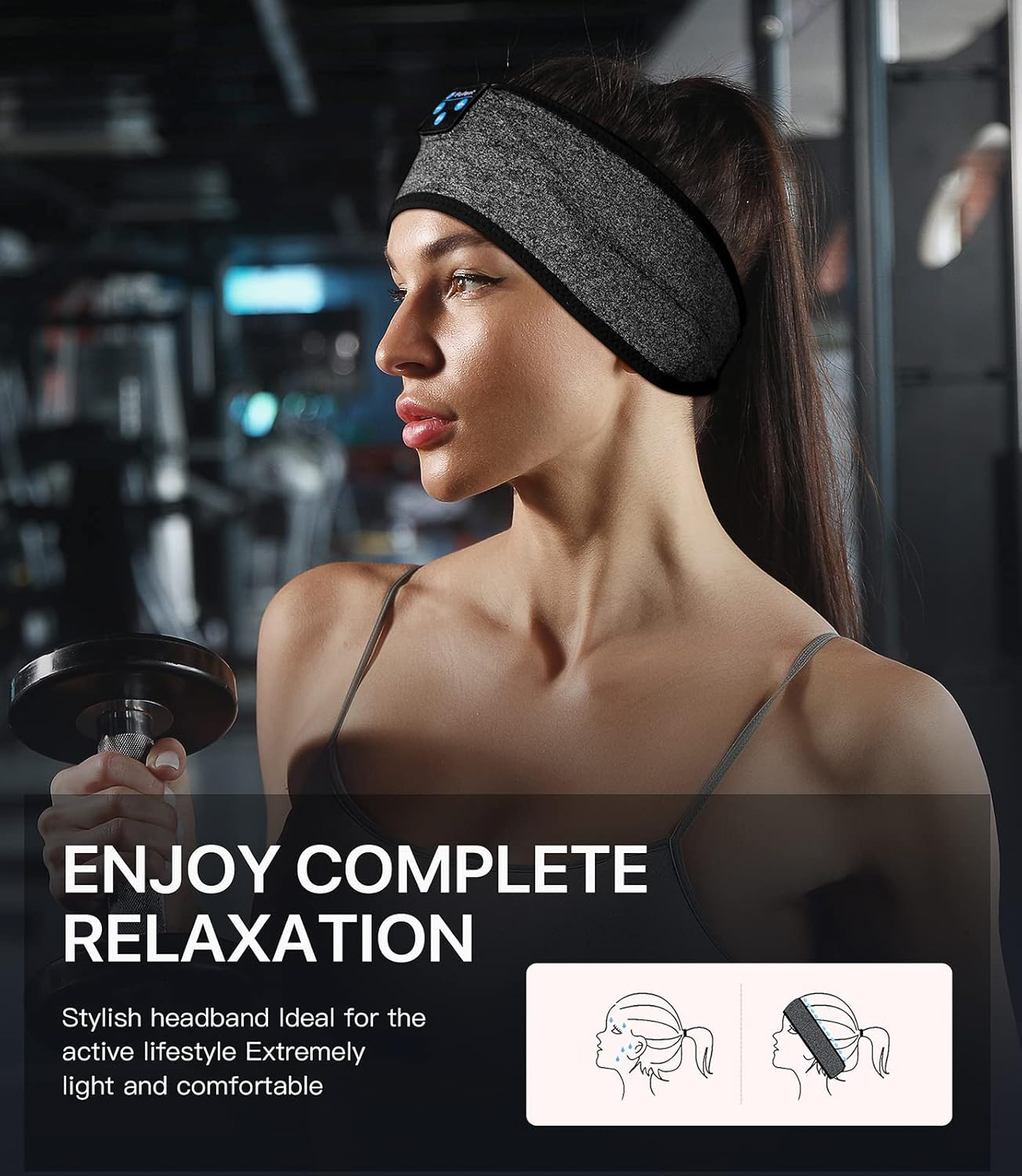 Voerou Sleep Headphones Bluetooth Headband Headphones, Adjustable Sleeping Headphones, 10+ Hours Play Time with Stereo HD Hi Fi Speakers, Perfect for Sleep, Workout, Yoga, Travel, Insomnia, Meditation image number 3