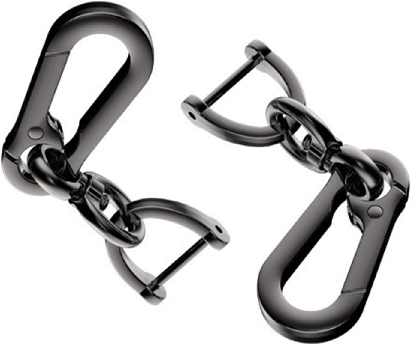 Metal Keychain Car Fob Key Chain Holder Clip 2 Pcs with Detachable Valet Key Ring & Anti-Lost D-Ring for Men and Women - Bright Black image number 2