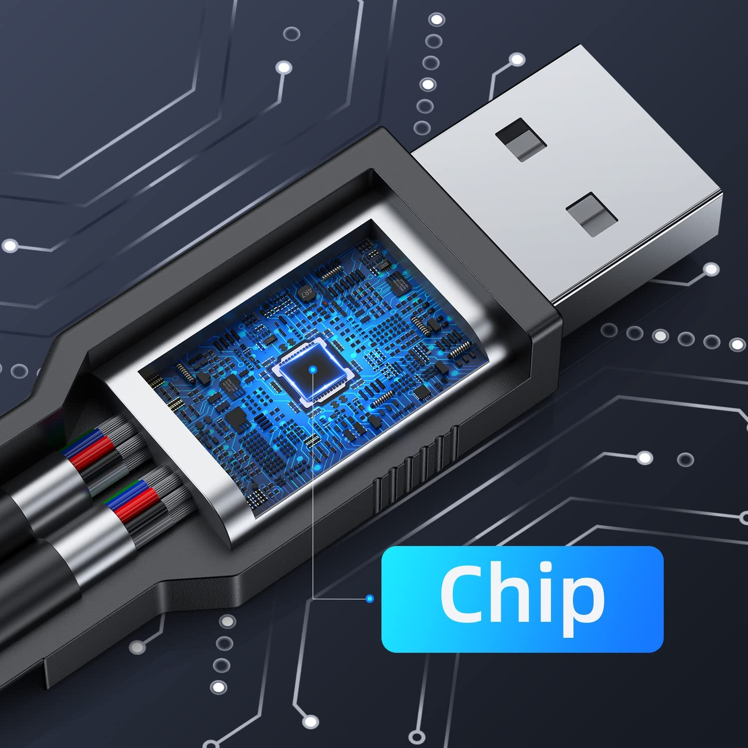 USB 1 to 4 Splitter, ANDTOBO USB 2.0 a Male to 4 USB Female Jack Y Splitter Hub Power Cord Extension Adapter Cable, Black image number 1