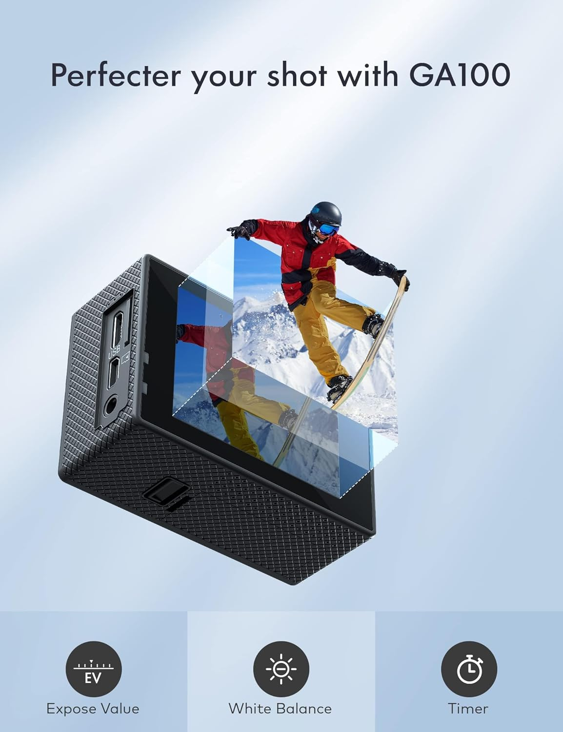 WOLFANG Action Cam 4K30FPS 20MP with 32GB Microsdxc Memory Card Wifi 40M Underwater Camera Waterproof Ice Action Cam Remote Control Microphone Accessory Kit image number 4