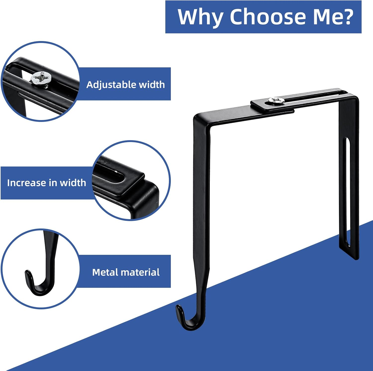 10 Pcs Adjustable Cubicle Wall Hooks Black Metal Cubicle Hangers Cubicle Accessories with Cross Screwdriver Universal Partition Hanger for 1.35 to 3.5 in Inch Thick Wall Panels (Black) image number 6