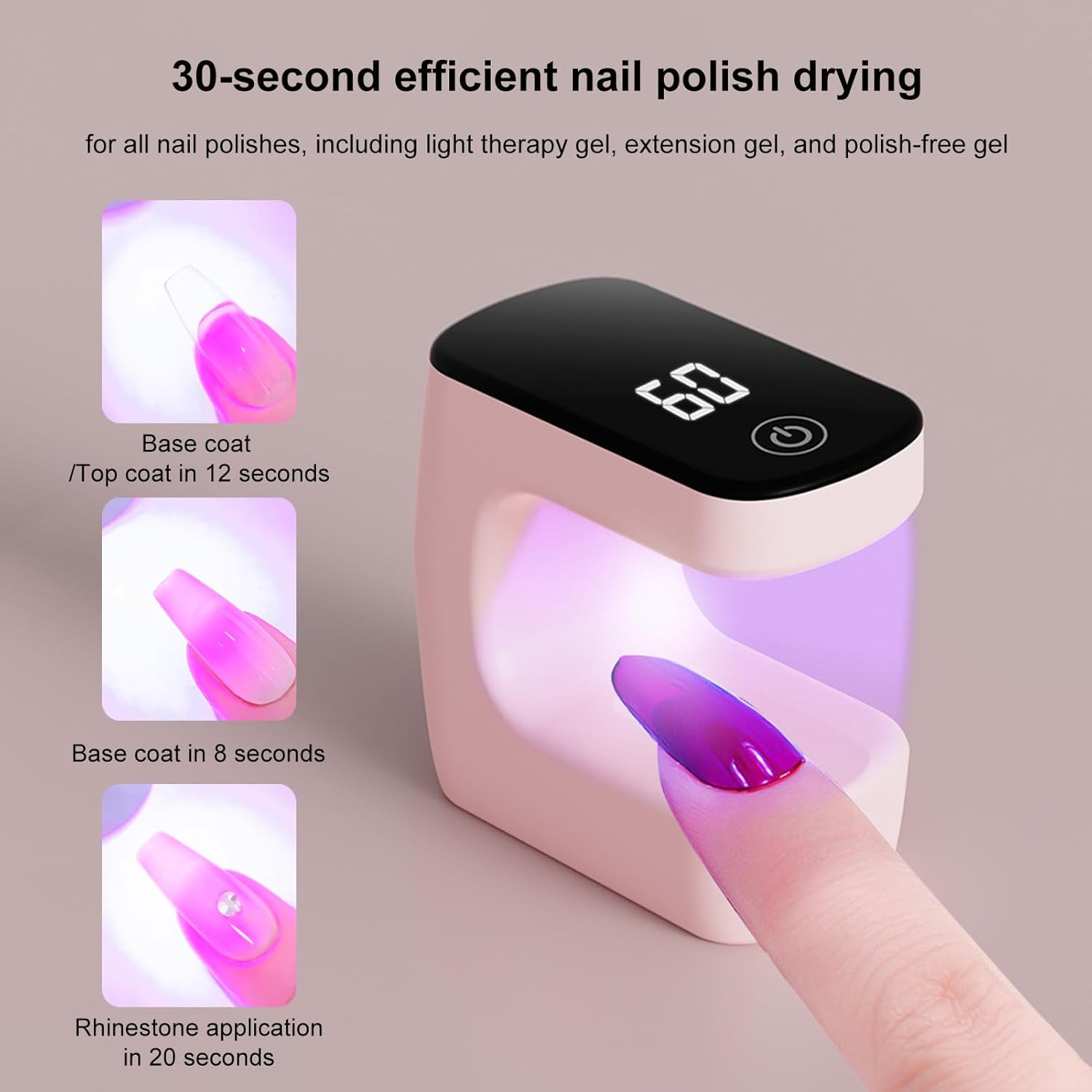 UV Nail Lamp - UV Lamp Gel Nail Polish - Manicure Curing Light for Home Salon Women Girls Students Enthusiasts Busy Professionals Beauty Lovers Travel - Pink image number 6