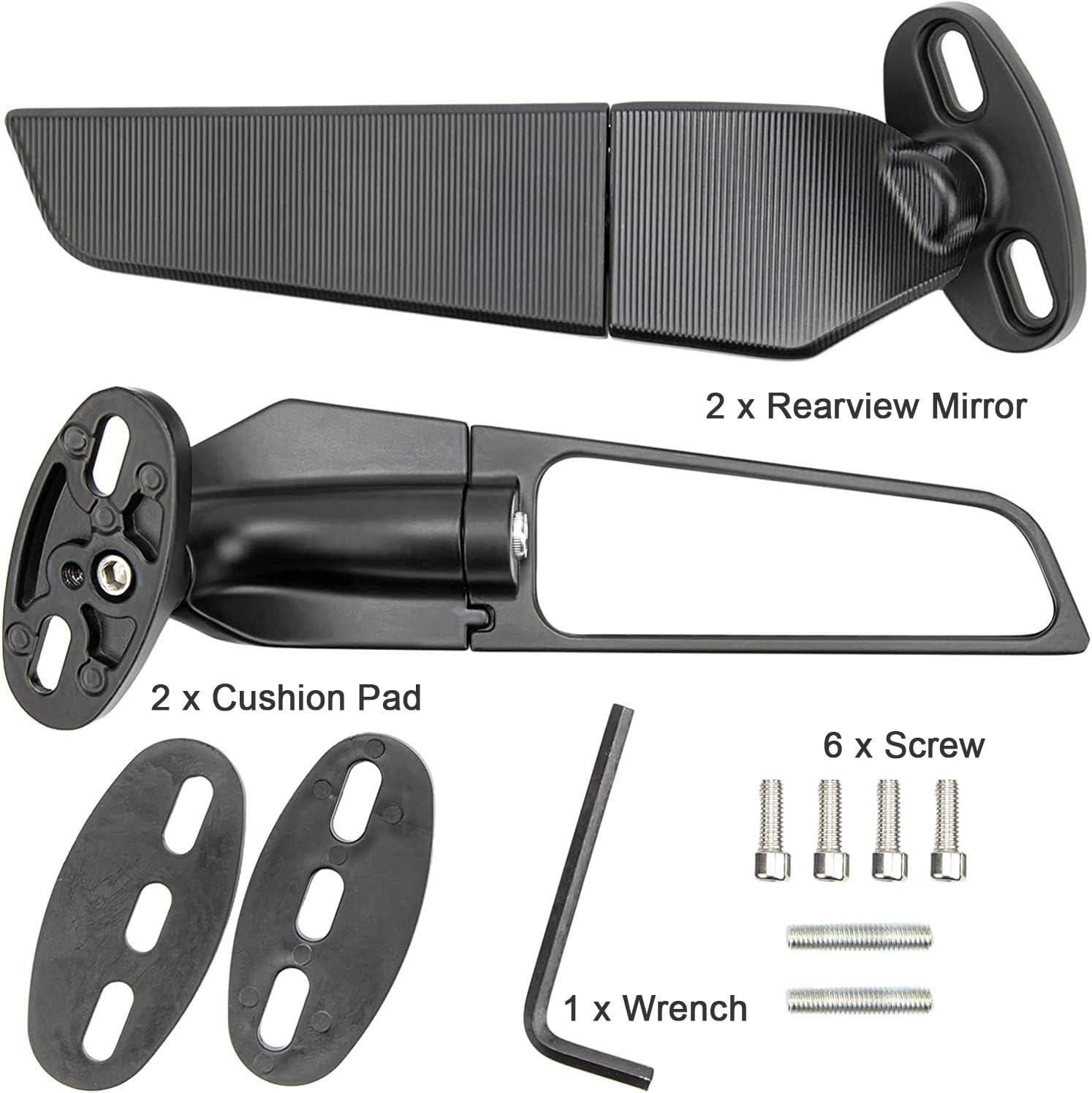 Modified Motorcycle Rearview Mirror,1 Pair Adjustable Rotating Side Mirrors,Wide Viewing Angle Wing Rearview Mirrors for Ninja 300 400 650 ZX6R CBR1000RR image number 1