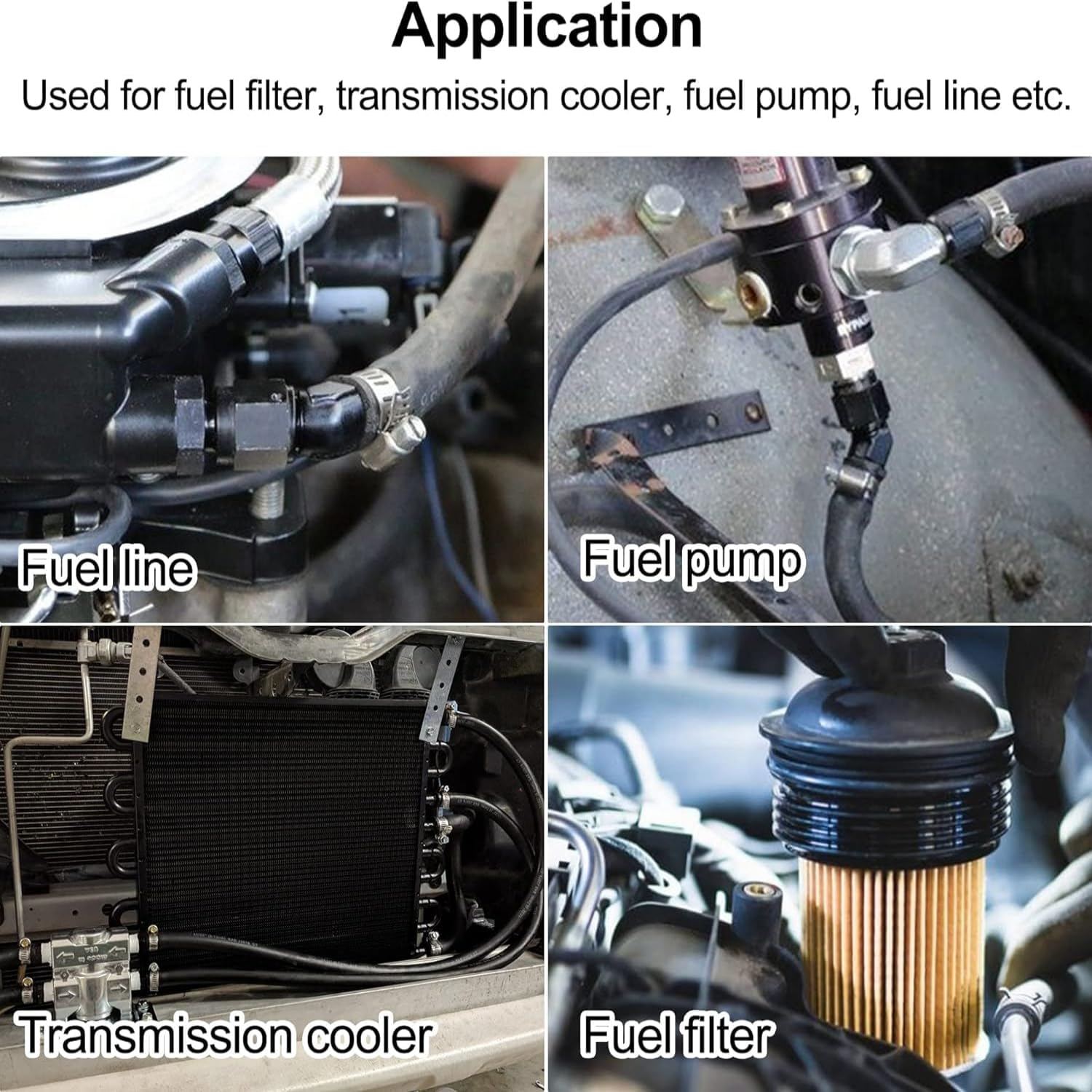 AN6 Female to 3/8 Barb Fitting Adapter 90 Degree Swivel Aluminum Oil Fuel Line Hose Connector (Black, 3/8) image number 1