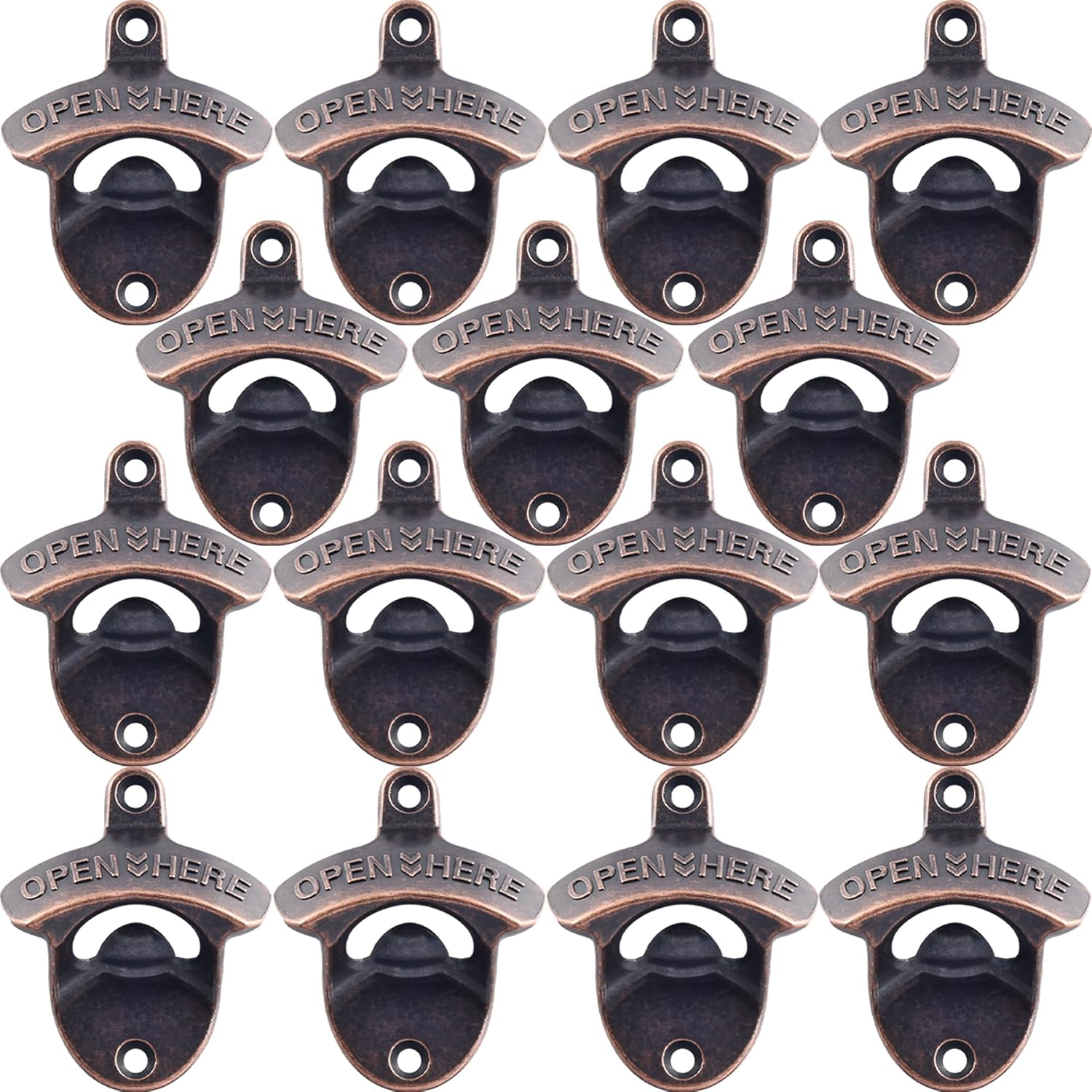 Vintage Copper Bottle Cap Opener Wall Mount, Retro Beer Bottle Opener with Screws for Homes Kitchen (Pack of 2)