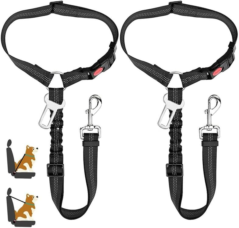 Dog Safety Car Seat Belt - Elastic Nylon Vehicle Seatbelt plus Durable Tangle-Free Harness - Perfect for Pet Safet (Purple, 84 * 2.5CM) image number 2