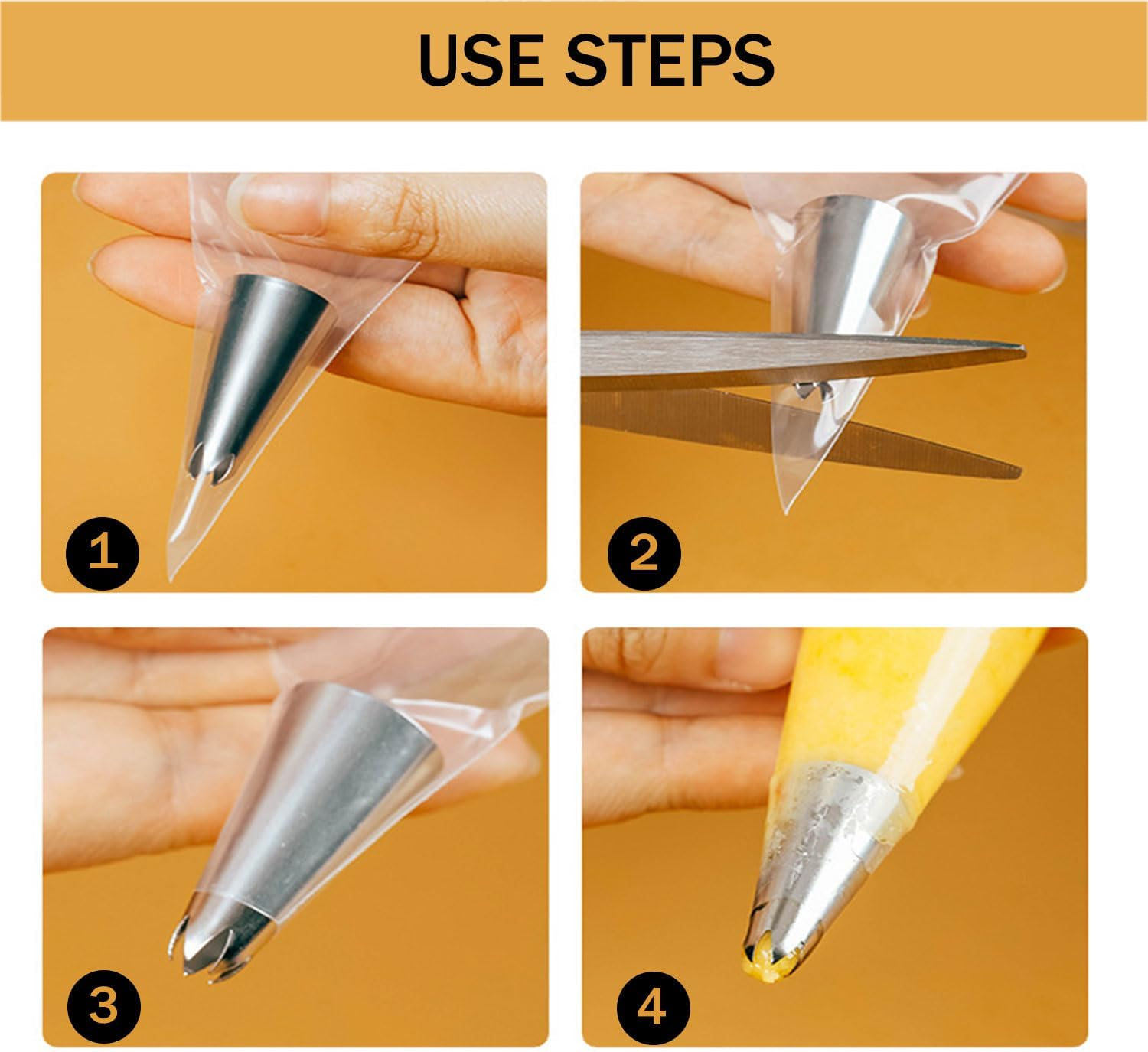 Yqkangzhu 200Pcs Disposable Piping Bags, 2 Sizes Thickened Pastry Bags, anti Burst Non-Slip Icing Piping Bags, Tipless Piping Bag for Cream Frosting, Cake, Cookies, Cupcake Baking Decorating Supplies image number 1