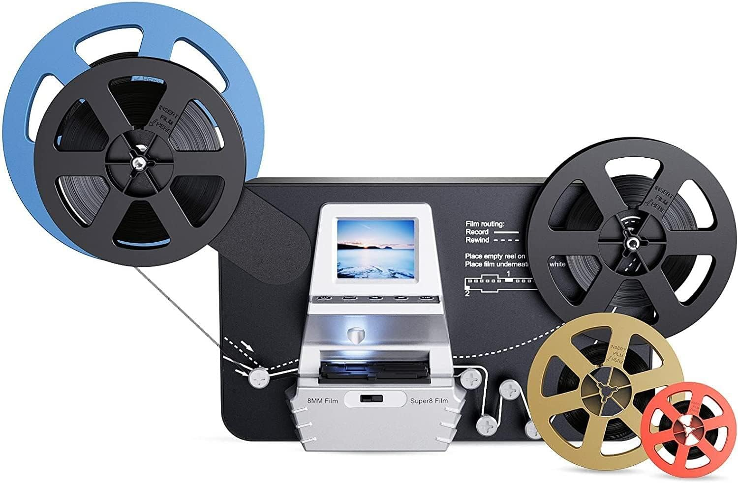8Mm & Super 8 Film to Digital Converter, Film Scanner Digitizer with 2.4" Screen, Convert 3&rdquo;5&rdquo;7&rdquo;9&rdquo;Reels View Frame by Frame into 1080P Digital MP4 Files,Sharing & Saving on 32GB SD Card image number 4