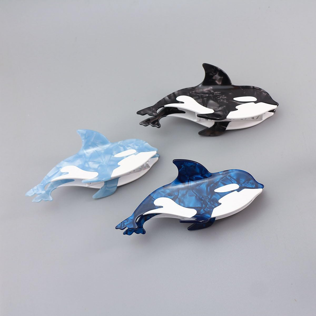 Cute Ocean Killer Whale Hair Clip,Acetate Claw Clips,Hair Clips for Women,Black