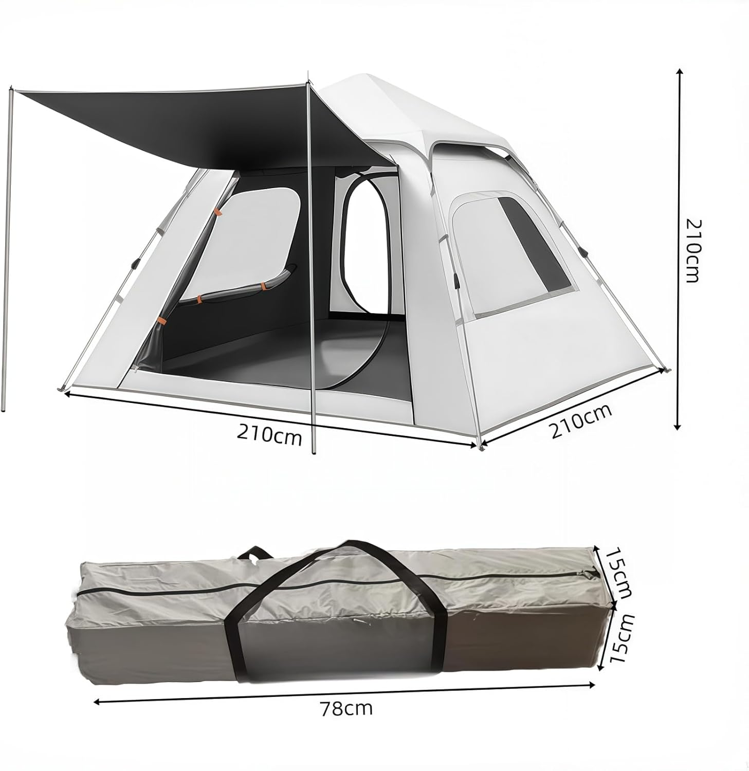 Tent, Inflatable Tent, 3/5-Person Pop up Tent for Family, Easy Setup Waterproof Camping Tent Large Space, Durable Outdoor Shelter for Camping, Hiking, Picnic, Travel, Beach - 2025 Upgraded, off White image number 4