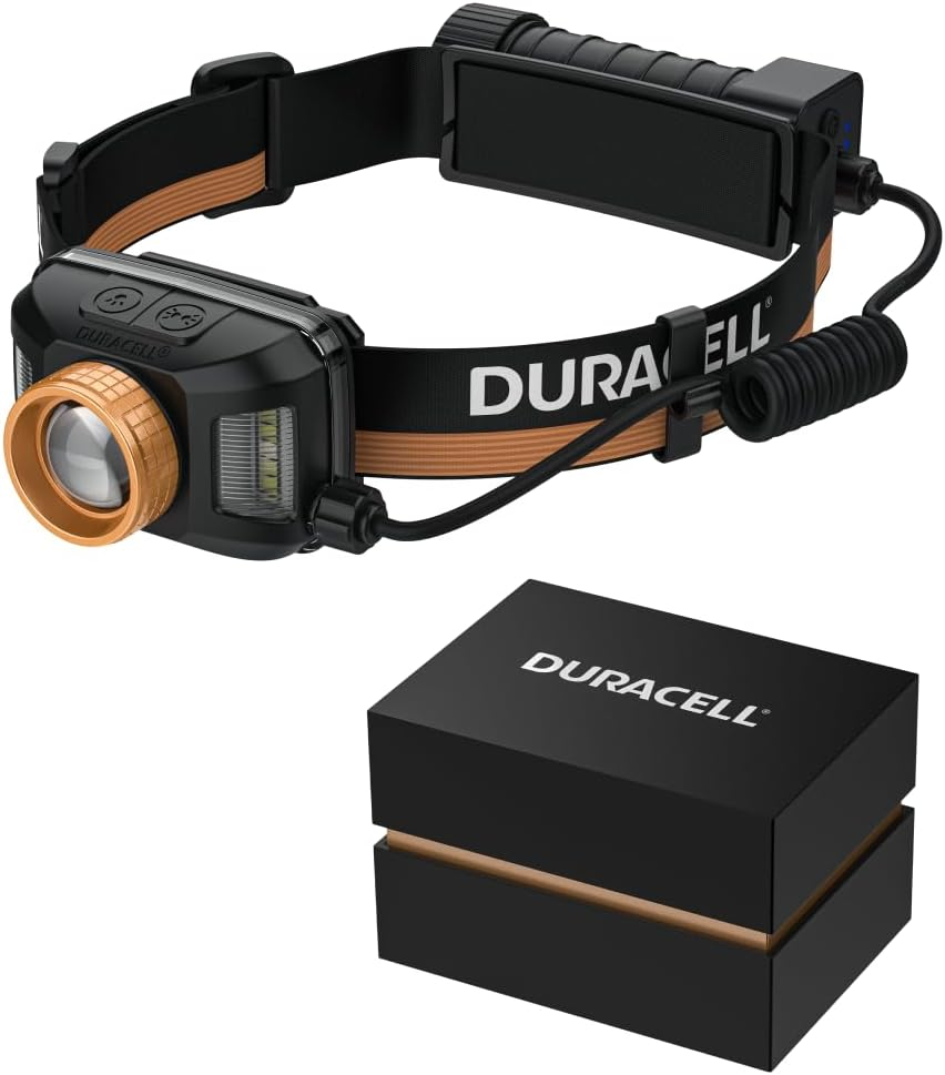 Duracell DH1500R Pro LED Headlamp - 1500 Lumens, Focusable, 50 M Beam Range, Red Light Function, USB-C Rechargeable, 18650 Li-Ion Battery, Various Light Modes, Splashproof, Includes Gift Box image number 3
