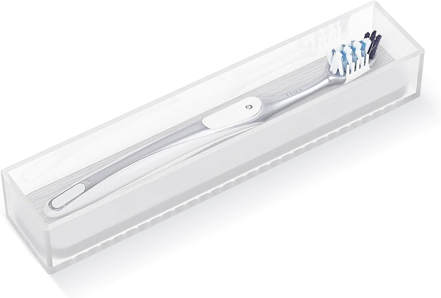 Linkidea Acrylic Toothbrush Holder with Drainage Hole, Bathroom Drawer Organizer with Drying Diatomite Stone, Compatible with Extra Clean, Oral-B Crossaction Toothbrush