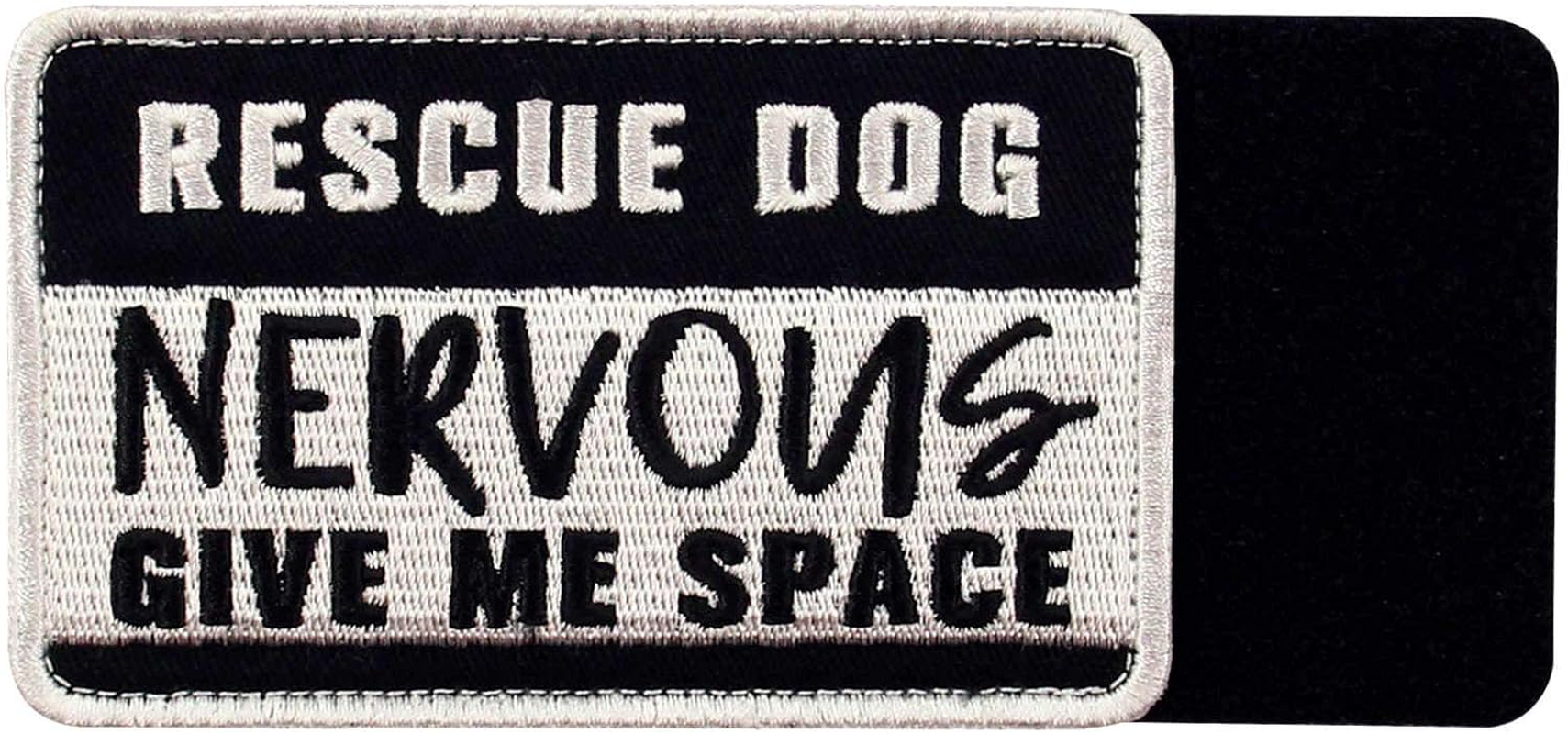 Tailwag Planet Rescue Dog Nervous Give Me Space Morale Tactical Patch Embroidered Badge Fastener Hook & Loop Emblem