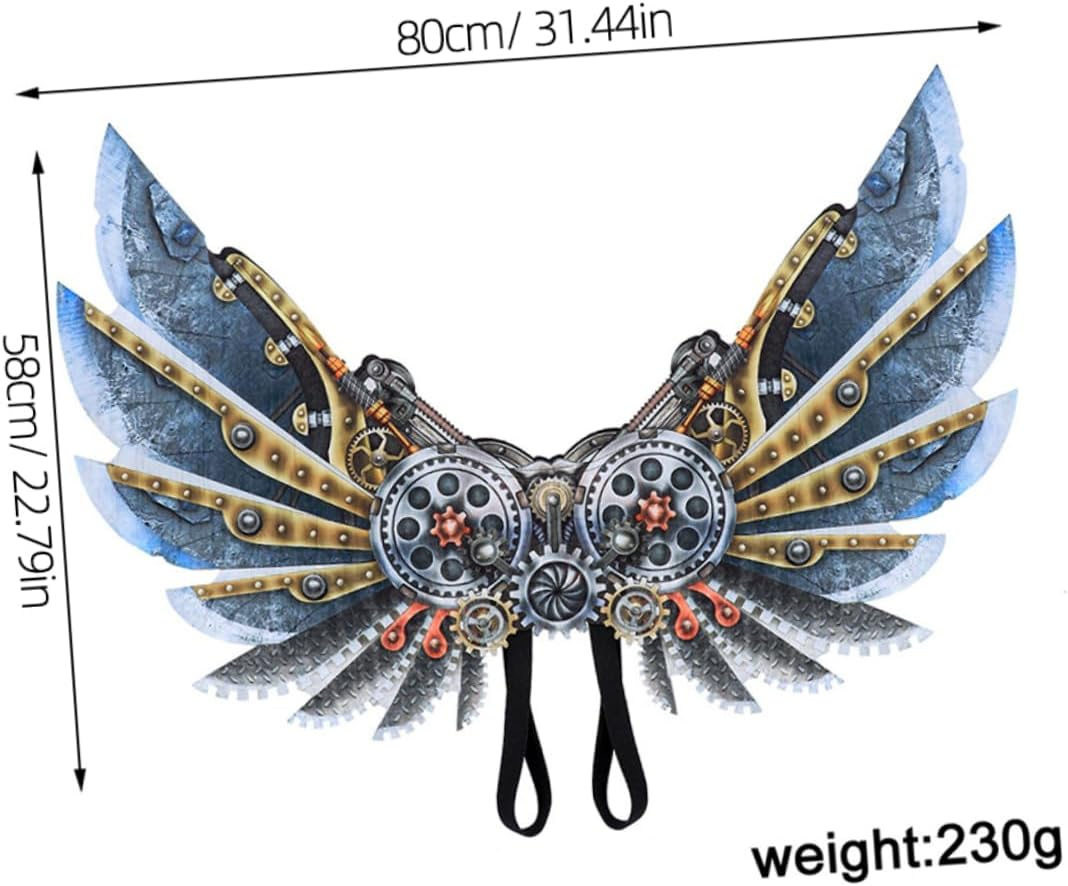 SHOWERORO Oversized Mechanical Wings Cosplay Costume Accessory for Adults Punk Style for Parties Events image number 3