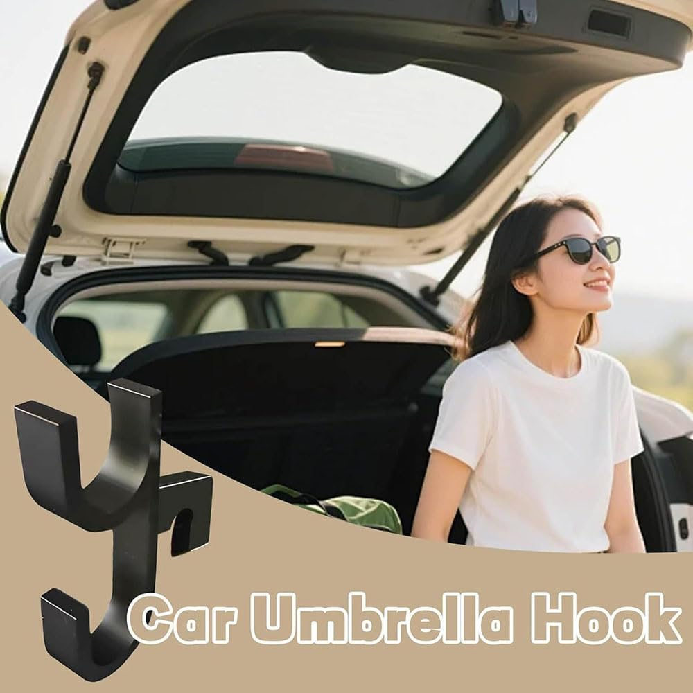 Leanockesa 2 Pack Car Umbrella Hooks,Heavy Duty Multi Purpose Hanging Hooks for Umbrella, Handbag,More Space Saving, Seat, Trunk Organizer, for Car, Boat, Stroller, Golf Cart Accessories image number 3