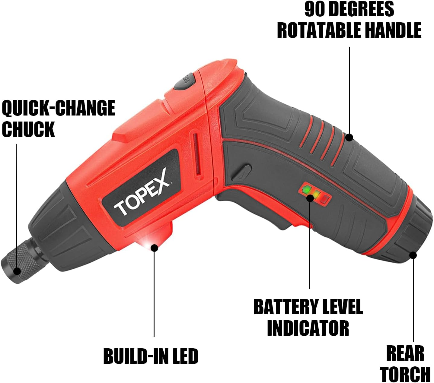 TOPEX 82 Piece Electric Screwdriver Set 4V Max Cordless Screwdriver Set CRV Screw Bits image number 6