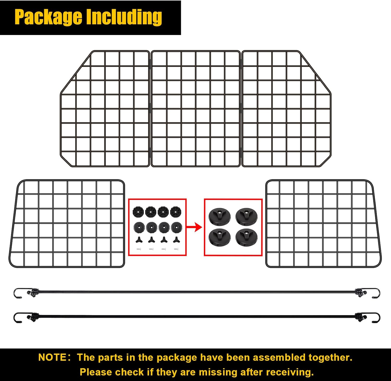 Gtongoko Dog Car Barriers for Suvs, Vehicles, Cars, & Trucks, Adjustable Heavy-Duty Wire Mesh Pet SUV Barriers Universal-Fit, Car Accessories Safety Travel, 2 Elastic Ropes Included image number 6