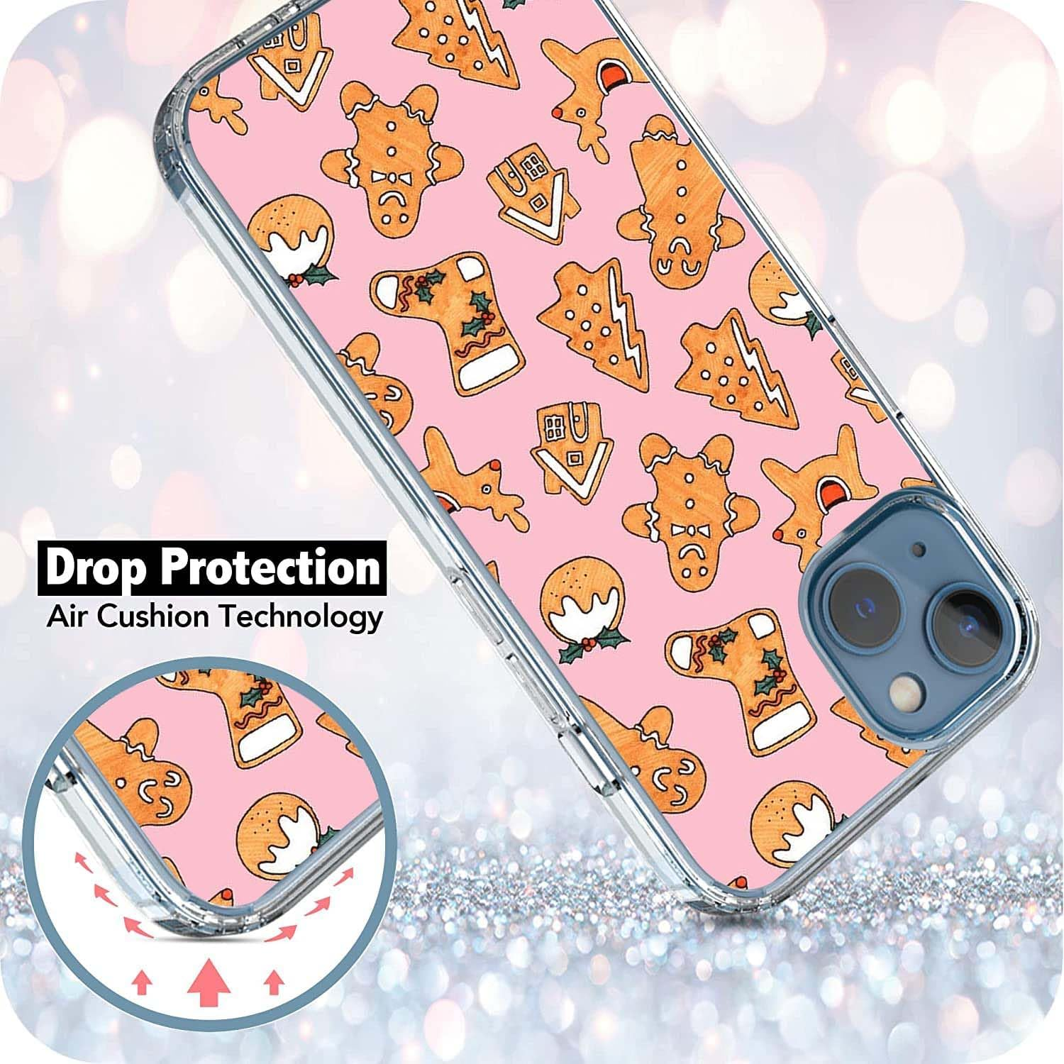 Christmas Cookie Gingerbread Case Compatible with Iphone 13, Pink Christmas Festive Case for Iphone 13, Trendy TPU Phone Case Cover image number 3