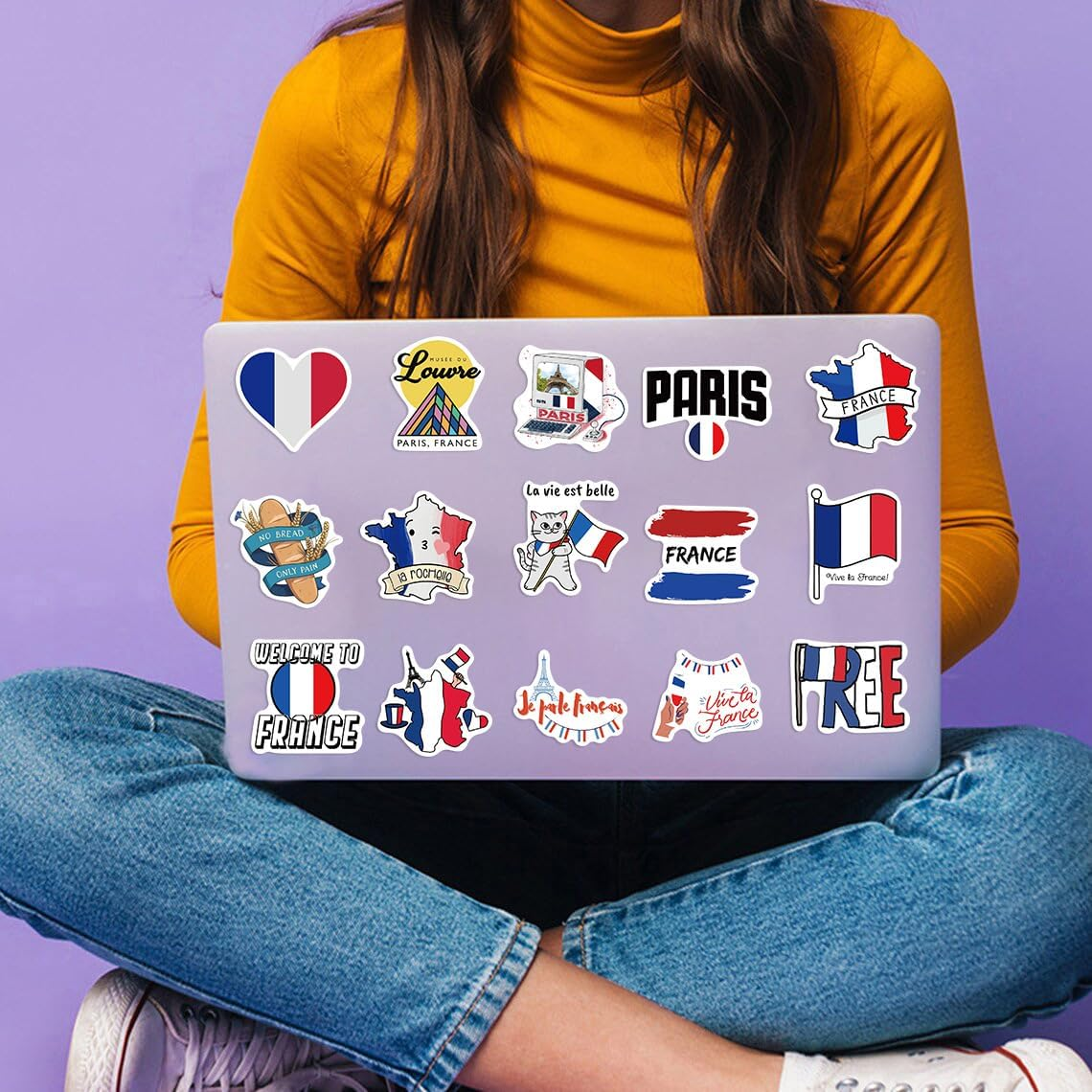 City France Stickers,50 PCS France Vinyl Waterproof Decals for Water Bottles Computer Bicycle Skateboard Luggage Phone Pad Laptop Kids Teens Stickers Pack image number 2