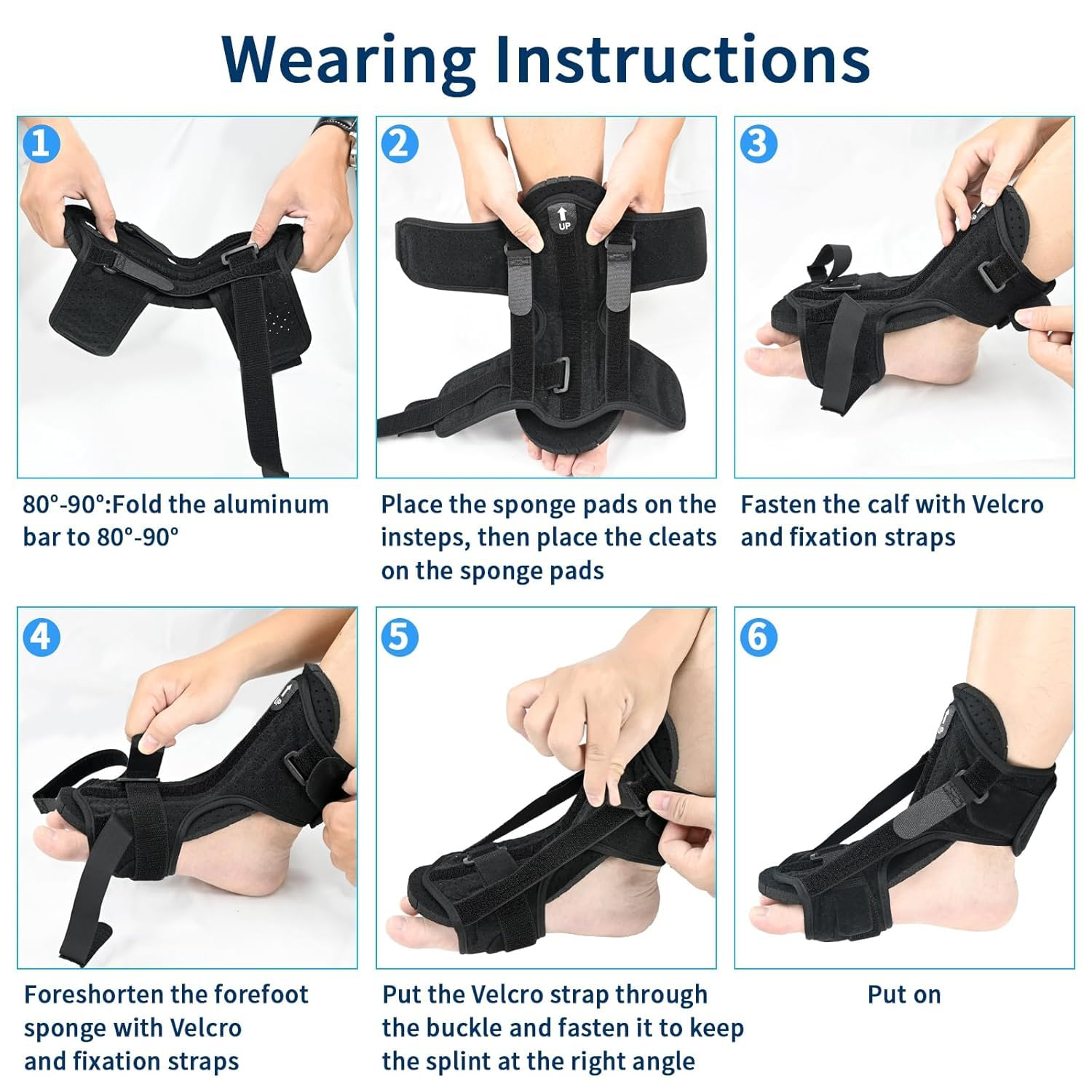 Plantar Fasciitis Night Splint Drop Foot Orthotic Brace, Adjustable Plantar Fasciitis Brace with Massage Ball for Relief from Plantar Fasciitis, Achilles Tendonitis, Ankle Pain image number 6