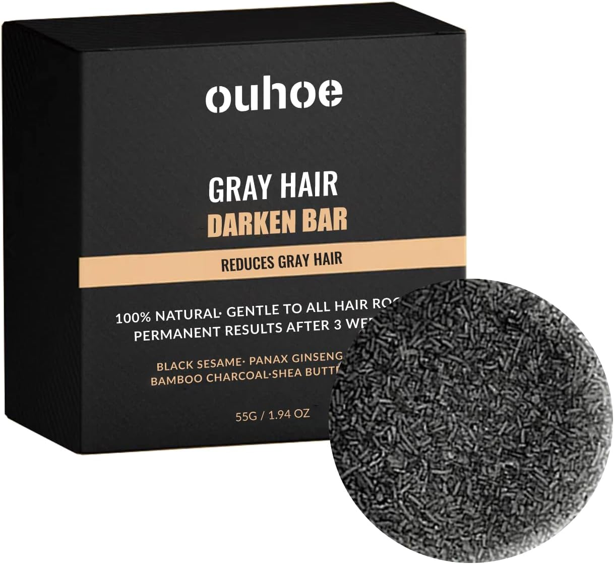 Gray Hair Darken Bar Soap Natural Charcoal Sesame Extract Nourishing Moisturizing Shampoo Bar for Men and Women Suitable for Beard Eyebrows Use (1) image number 4